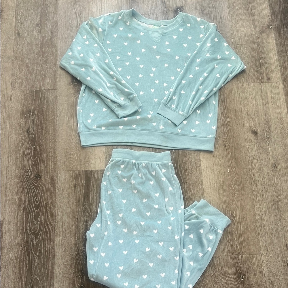 Honeydew Intimates Pajama Set - Light Blue with White Hearts